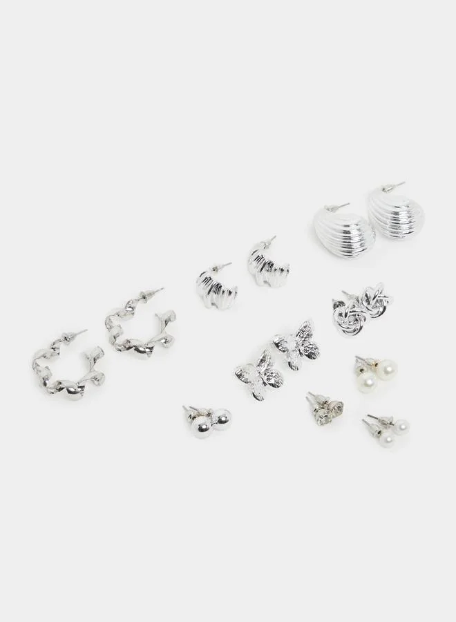 Pack of 9 - Assorted Silver Earrings